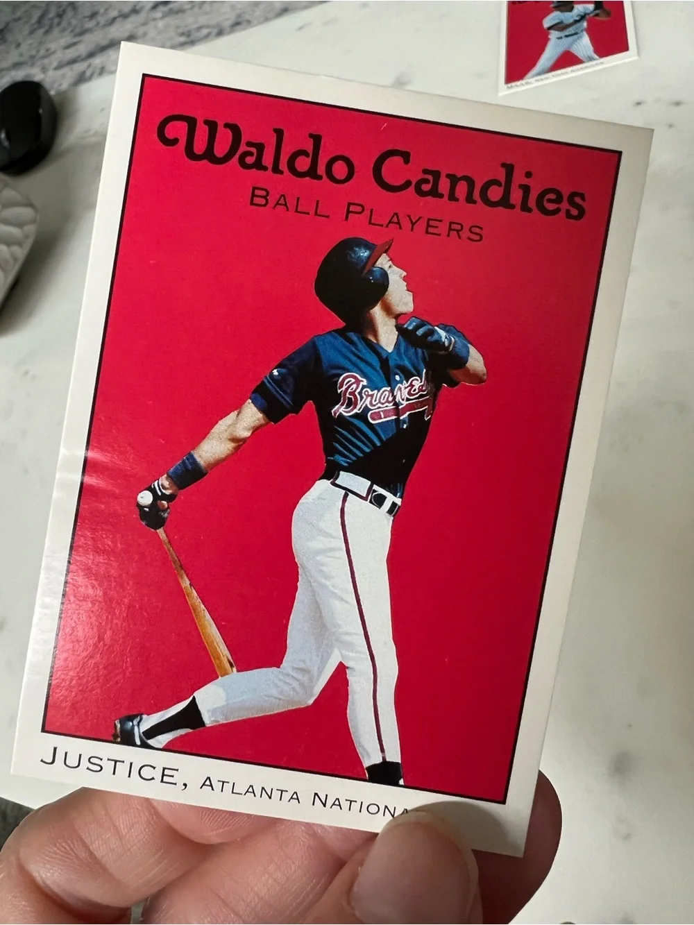 1991 Waldo Candies - Dave Justice #3 Atlanta Braves - RARE Food Issue -Ex / Read